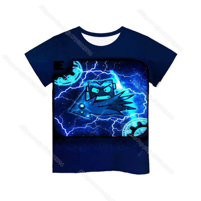 Angry Geometry Dash 3D Print T Shirts Boys Girls Cartoon Anime Tshirts Toddler Kids Game T-shirts Children Tee Tops Camiseta