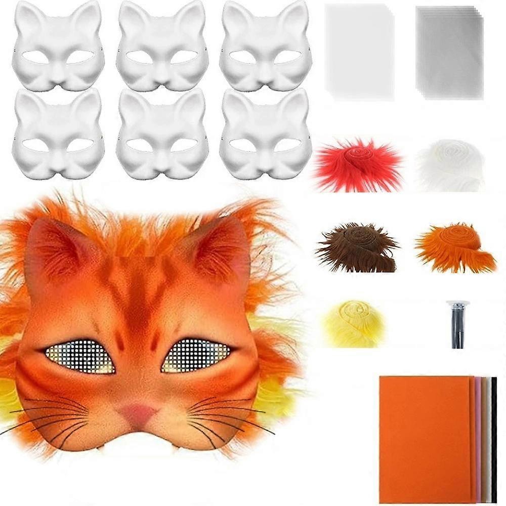 Diy Cat Face Set Cosplay Blank Paint Cat