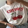 Летний топ с круглым вырезом и принтом, модные повседневные милые женские футболки из чистого хлопка с короткими рукавами
