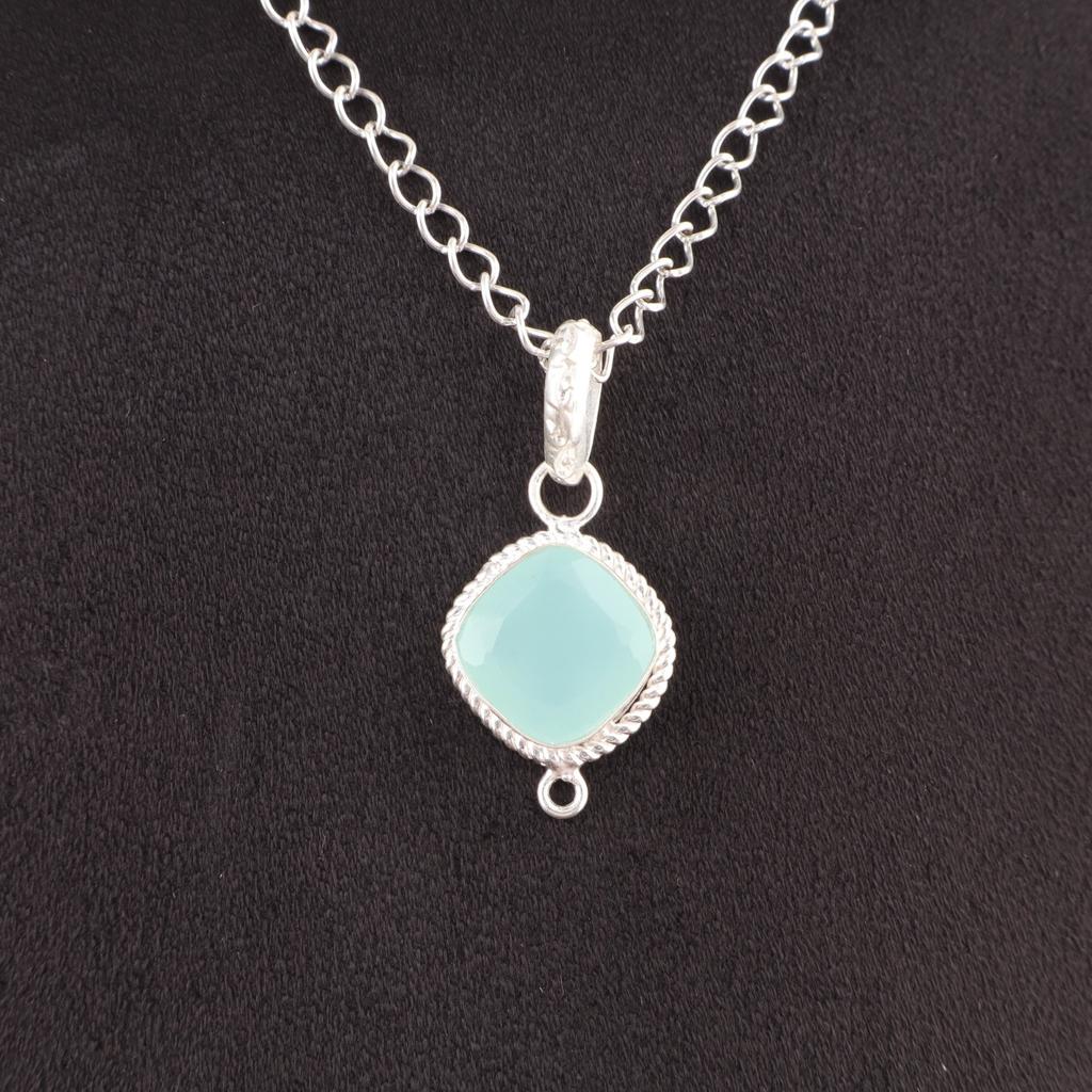 Натуральный аквахалцедон серебро 925 пробы подарок маме свадебный кулон ювелирное изделие PP-11-14