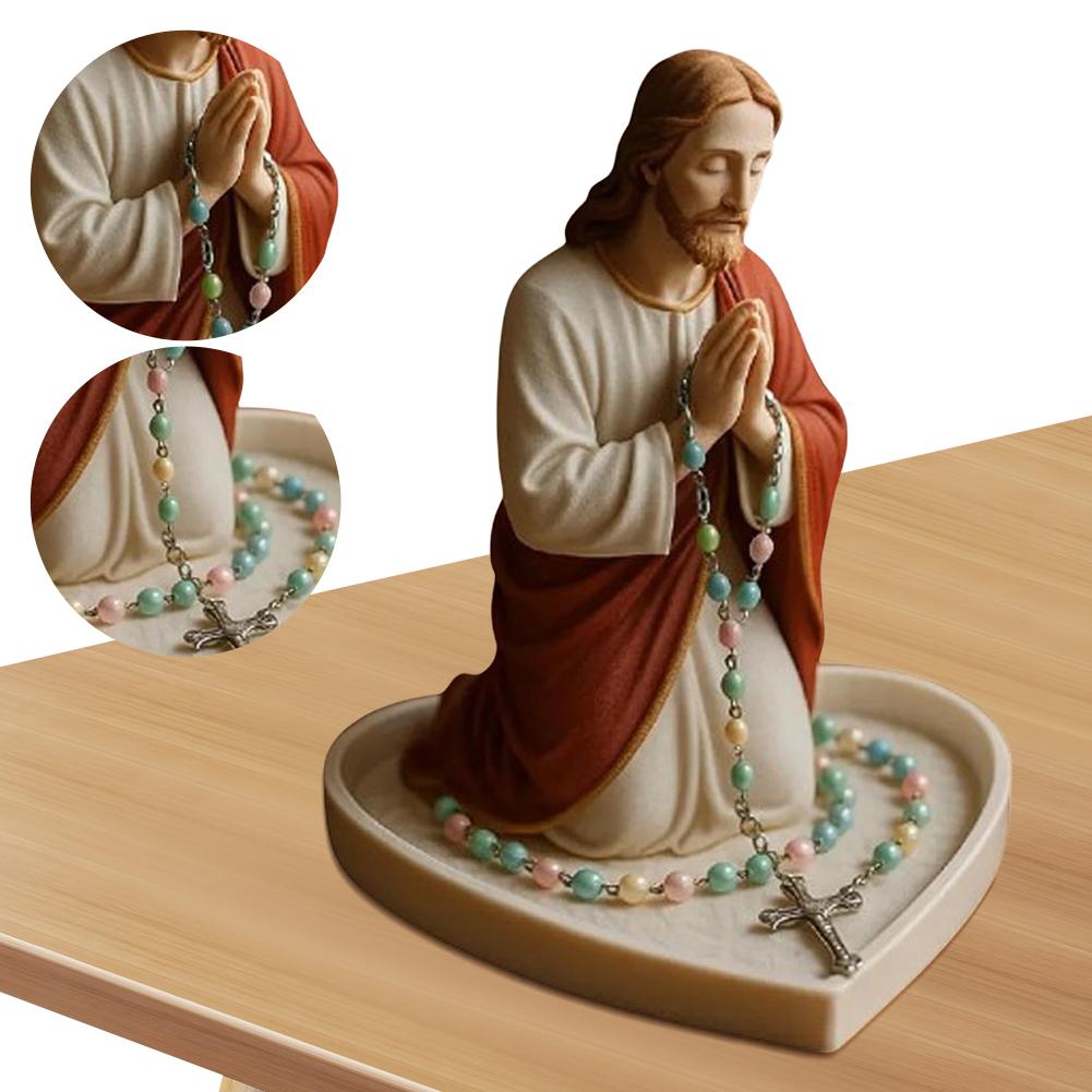 Virgin Mary Rosary Holder Statue Resin Elegant Our Lady Prayer Rosary Box Blessed Mother Statue Catholic Home Decor