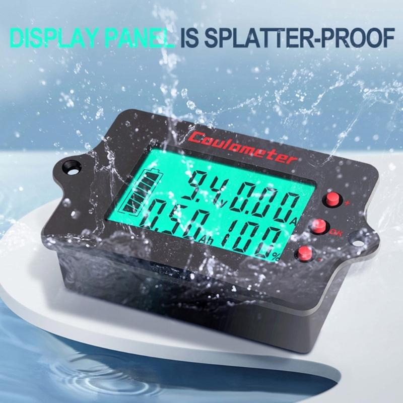 Single Screen Battery Coulomb Meter 8V to 120V Precise Amp Meter for Efficient Charging Management