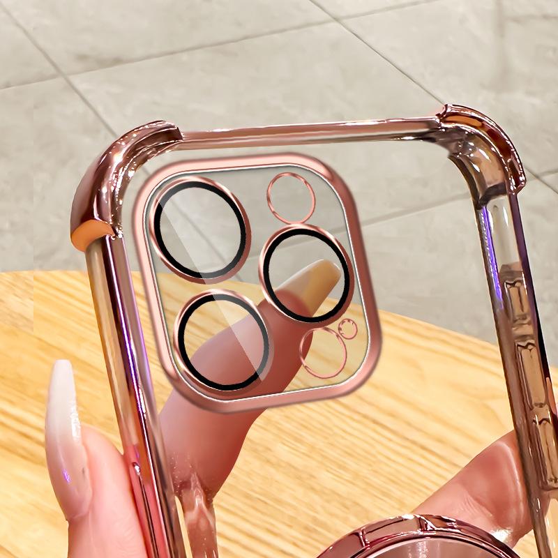 Glitter Makeup Mirror Holder Phone15promax Mobile Phone Case Apple 14 Four-corner Airbag Anti-drop 13 Soft Cover 2