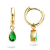 [R5146] - Gold Plated Hoop Earrings 'Sissi' Golden Green - 8 Mm - 6x4 Mm