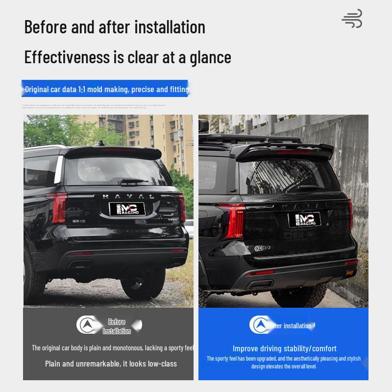 Заднее спортивное антикрыло-ветроотражатель для Great Wall Haval H5 (Без сверления, MC Модифицированный)