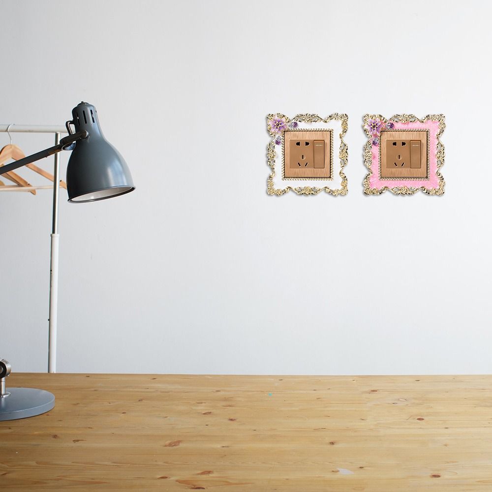 Стильная пластиковая розетка, объемная рамка, одинарный переключатель света, крышка, наклейка на стену с золотым краем, вилка, декор