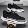 Spring New Men's Shoes Soft Sole Versatile Trend Casual Shoes Platform Sports Shoes Men's Ice Silk Cloth Fashion Board Shoes Men's Shoes