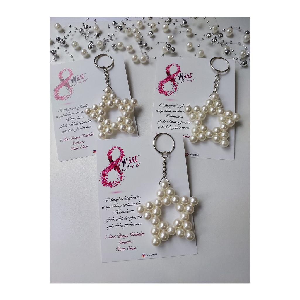 15 шт., подарок на Международный женский день 8 марта, брелок с жемчужной звездой
