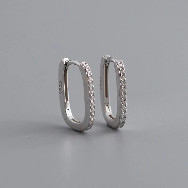 foxanry Prevent Allergy Silver Color Hoop Earrings for Women Accessories New Trend Simple Sparkling Zircon Bride Jewelry
