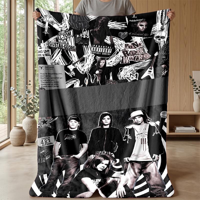 Tokio Hotel BandPrinted Flannel Blanket Cozy Skin-Friendly Warm Throw for Couch Bed Indoor Daily Use