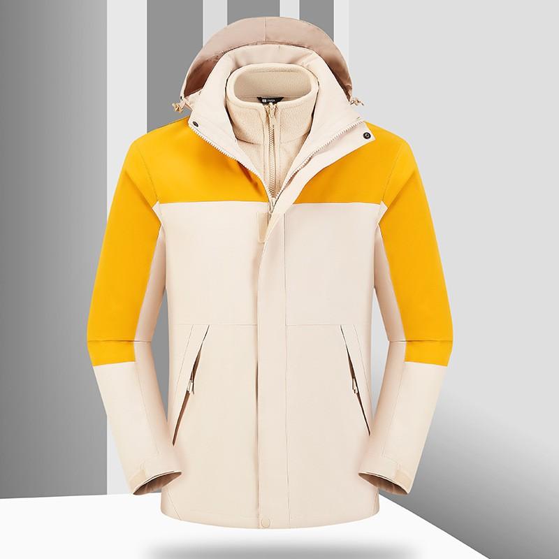 Mens Winter 3-in-1 Detachable Hooded Jacket With Fleece Liner Warm Windproof Loose Fit Outdoor Coat Hiking Daily Wear