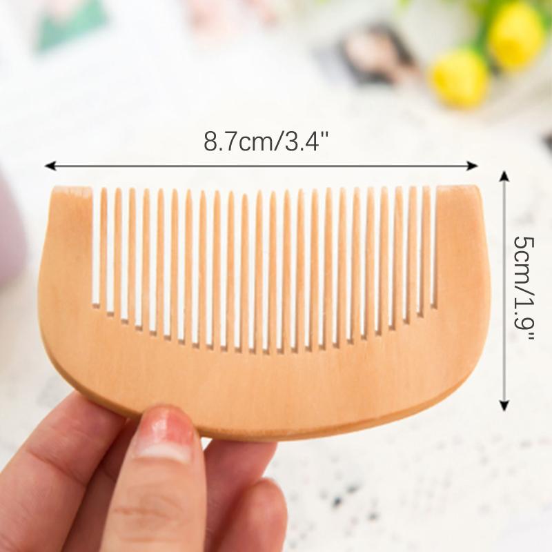 1Pc Natural Peach Wood Comb Close Teeth Anti-Static Head Massage Beard Hair Care