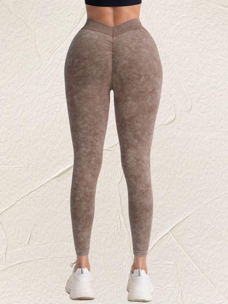 Бесшовные женские брюки для йоги с эффектом пескоструйной обработки - Персиковые, с эффектом подтяжки бедер, высокой эластичности, тайтсы для бега и спорта на открытом воздухе