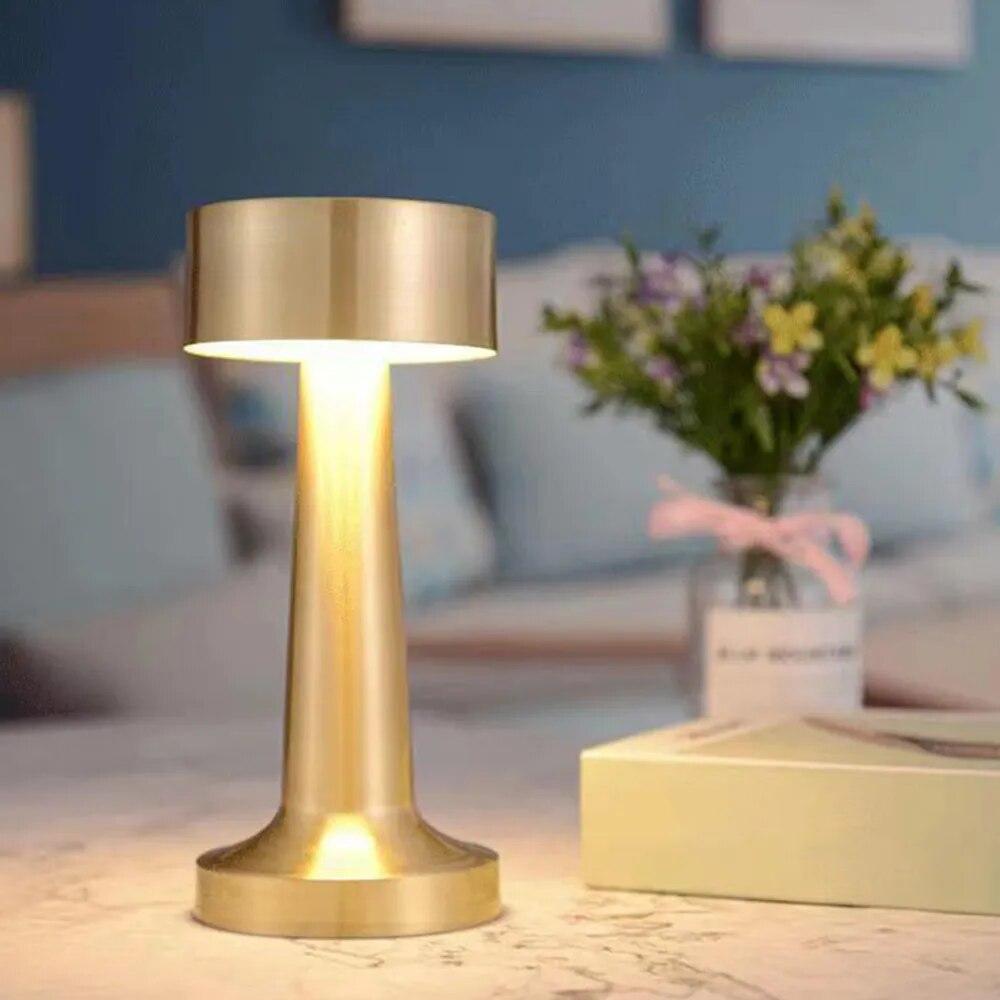 1PC Tricolor Dimming Retro Table Lamp Metal Touch Decor for Bar Coffee Table Restaurant Decoration Light Desk LED Rechargeable Night