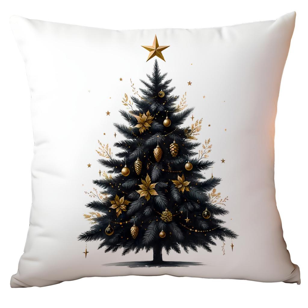 New Christmas Pillowcase High-end Light Luxury Black Gold Color Printing Home Cushion Pillowcase