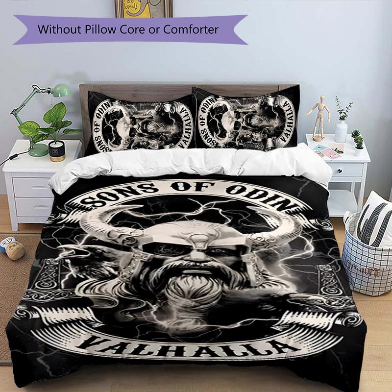 Nordic Mythology 3pcs Bedding Set Duvet Cover Closure Includes 1 Duvet Cover & 2 Pillowcases for All Seasons Bedroom Home Dorm Decor