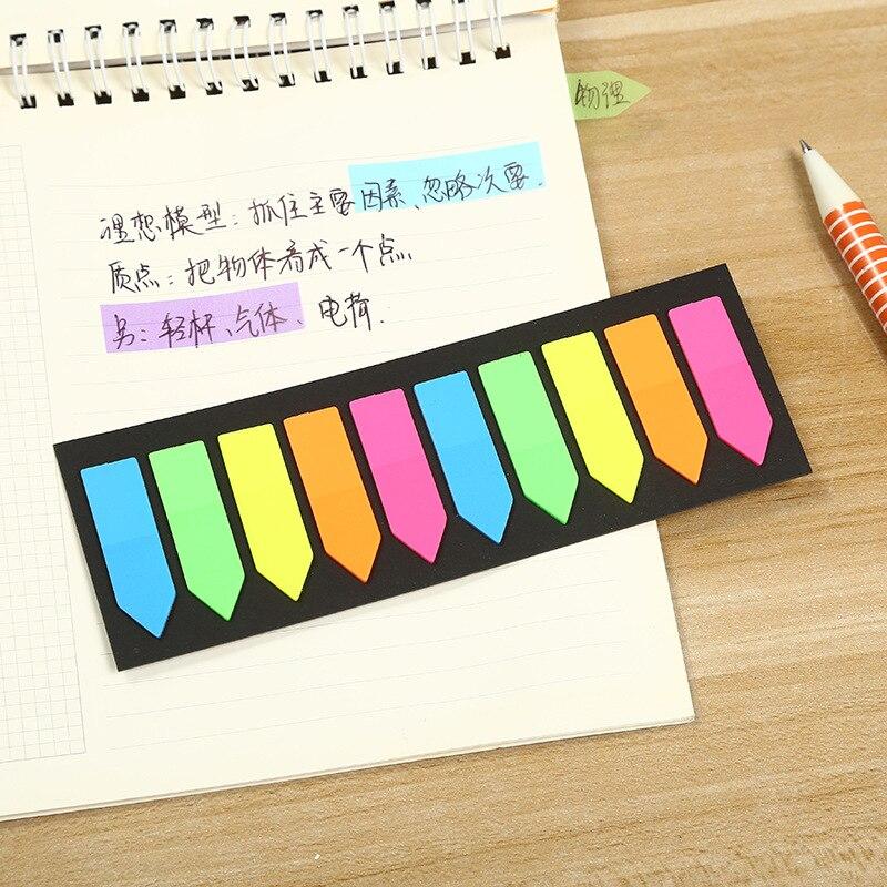 200 Sheets Fluorescence Self Adhesive Memo Pad Sticky Notes Bookmark Marker Memo Sticker Paper Student Office Supplies