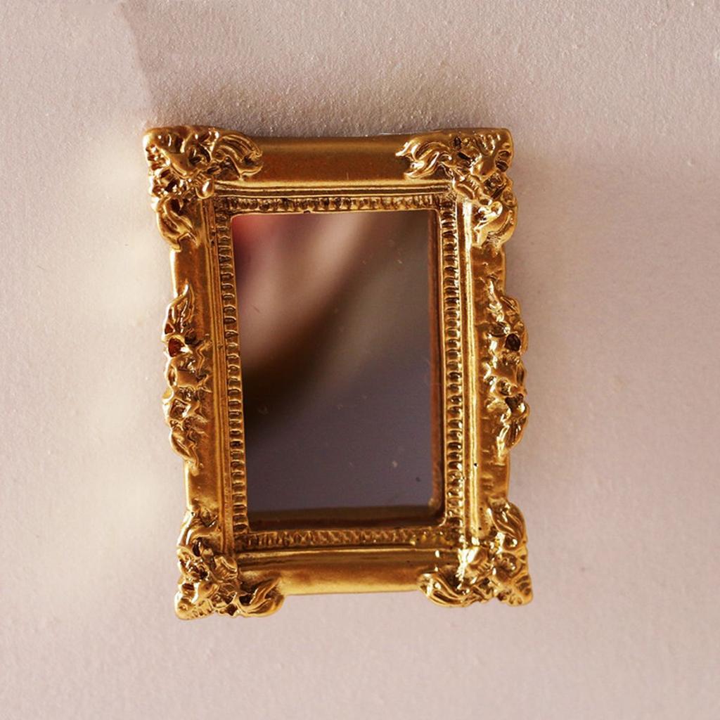 European Frame 1/12 Tiny Mini Victorian Dollhouse Mirror Miniature Ornament Furniture