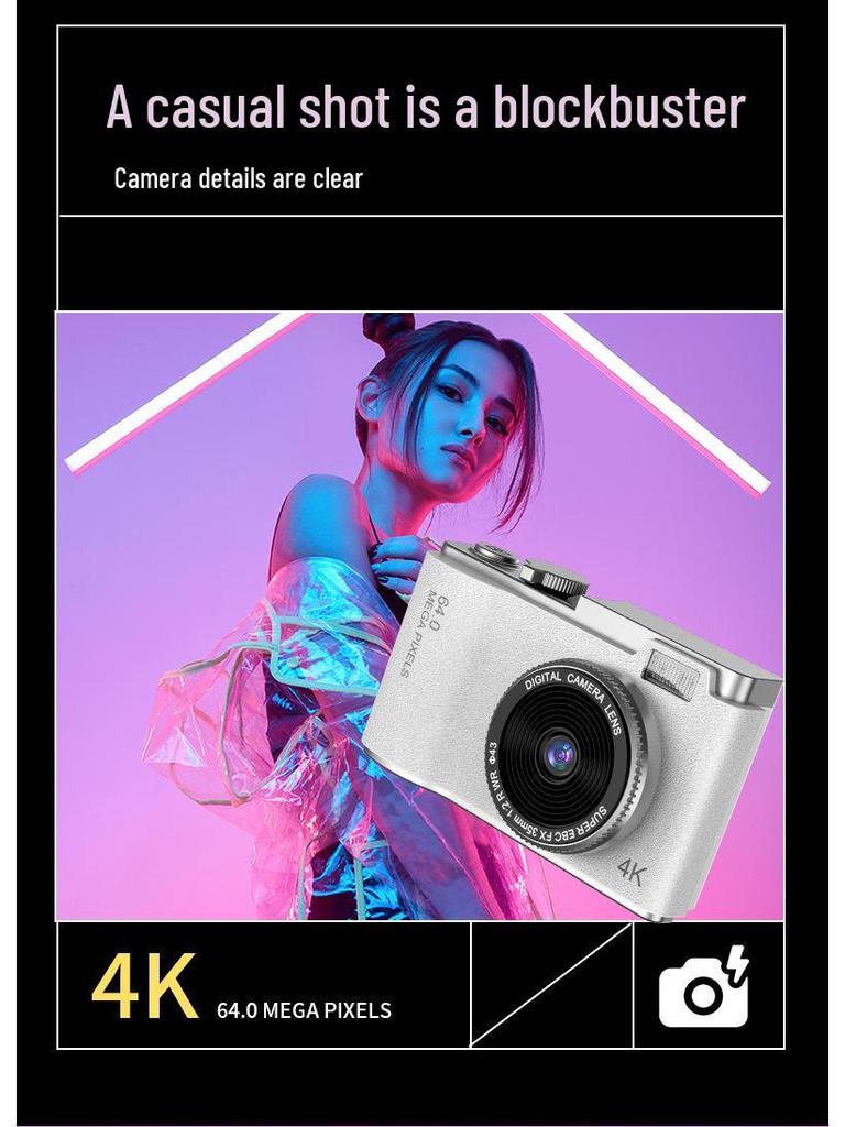 Камера CCD с двумя объективами высокого разрешения: Портативная цифровая видеокамера для студенческих вечеринок и селфи