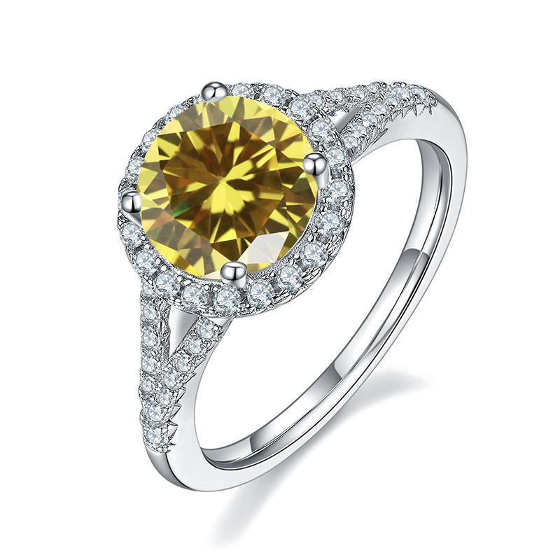 Y 100% 925 Sterling Silver Ring with 1ct Green Moissanite Gemstones Wedding Party Fine Jewerly Gift Diamond Test Pass