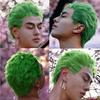 Short Green Wigs for Men Light Grass Green Wig Zoro Wig Boys Heat Resistant Synthetic Halloween Party Cosplay Wigs
