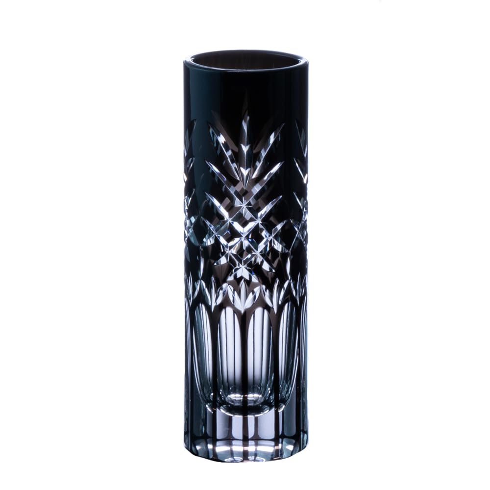 NARUMI Glassworks Deone Single Flower Stylish and Gift Box Vase, Vase, 17.5cm, Black, Cool, Included, GW6073-524BK