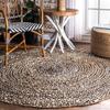Aizza Trends Indian Handmade Braided Natural Jute with Black White Cotton Area Rug- Jute Rug- Dining Room- Living Room
