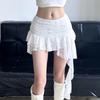 Women's Irregular Skirt with Lace Edge and Ribbon