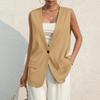 Ladies Summer Sleeveless Jacket Work Casual Sleeveless V-Neck Single Button Solid Color Suit Vest