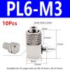 10Pcs Male Thread Air Tube Connector M3 M4 M5 M6 Pneumatic Pipe Connector Quick Fitting Fast Joint