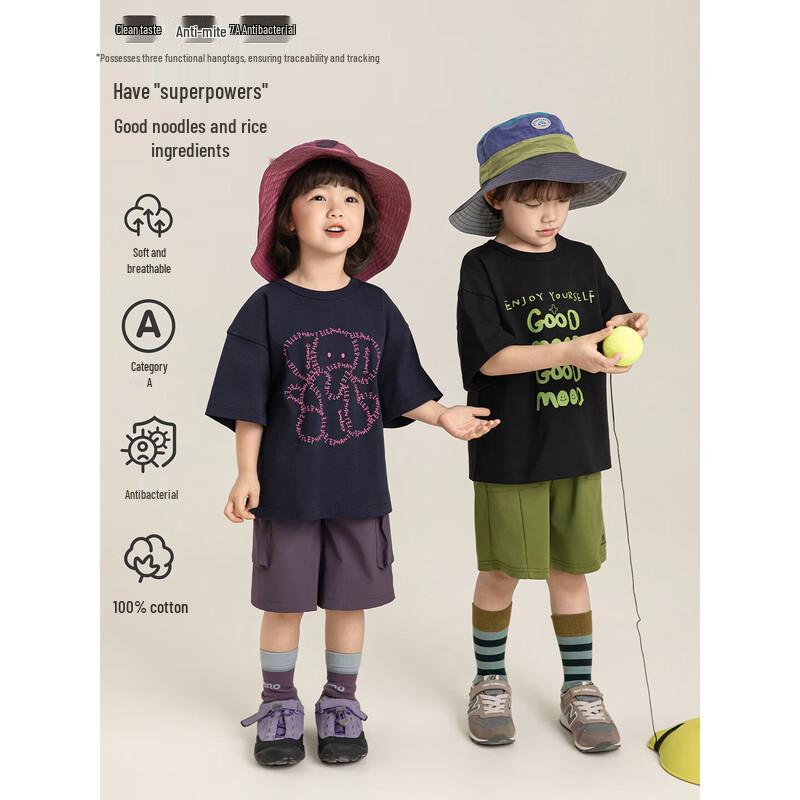 Youyou Girls' Summer Cartoon Anti-Bacterial Quick-Dry T-Shirt