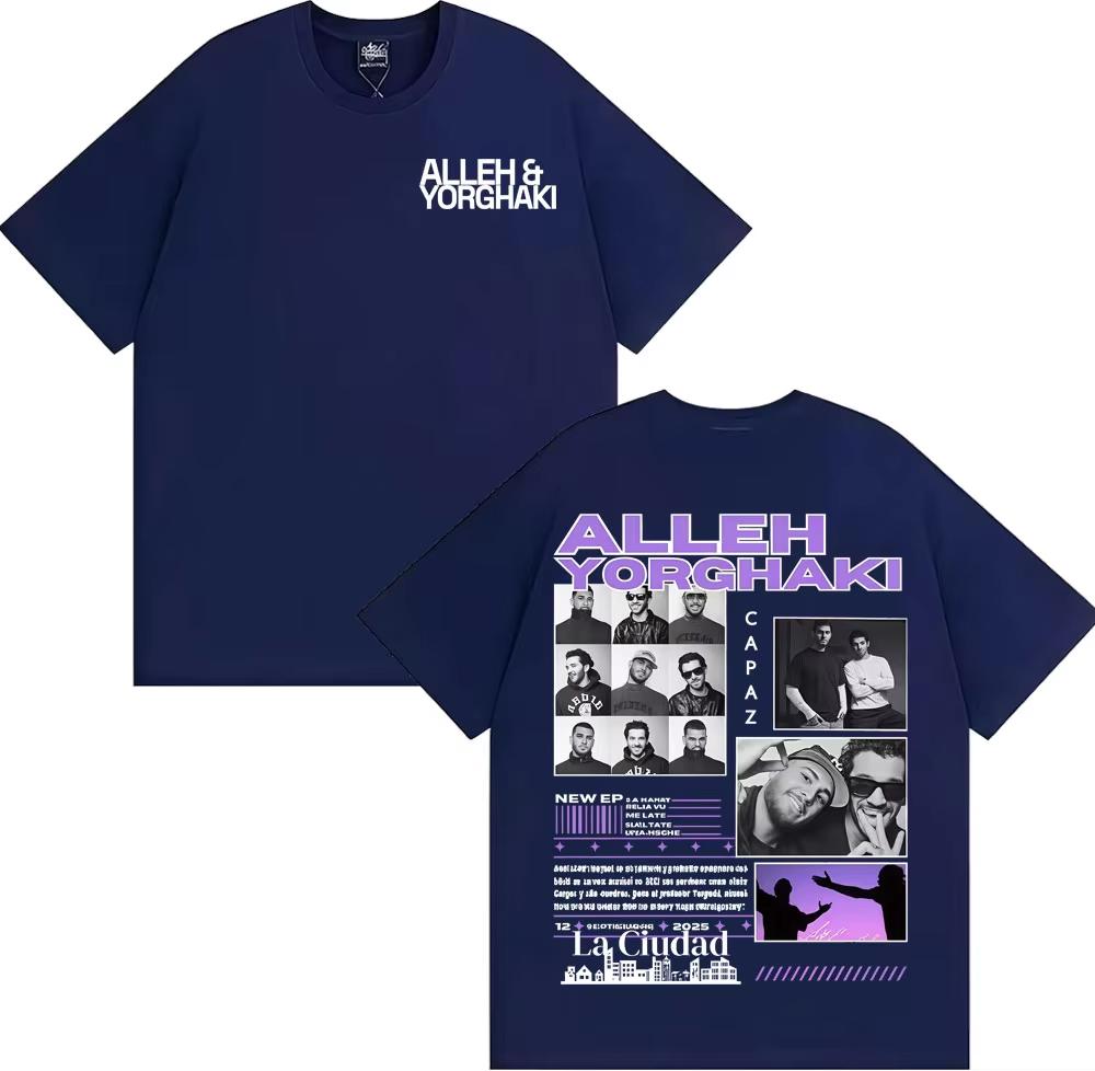 Rapper Alleh Yorghaki La Ciudad Worid Tour 2026 TShirt Unisexs Clothing Harajuku Gothic T Shirts Casual Oversized Tees Unisex