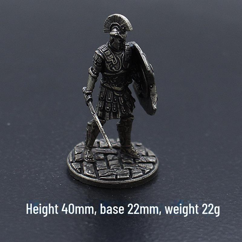 White Copper Spartan Shogun Warrior Chess Piece Ornament – Retro Soldier Toy Gift for Boys