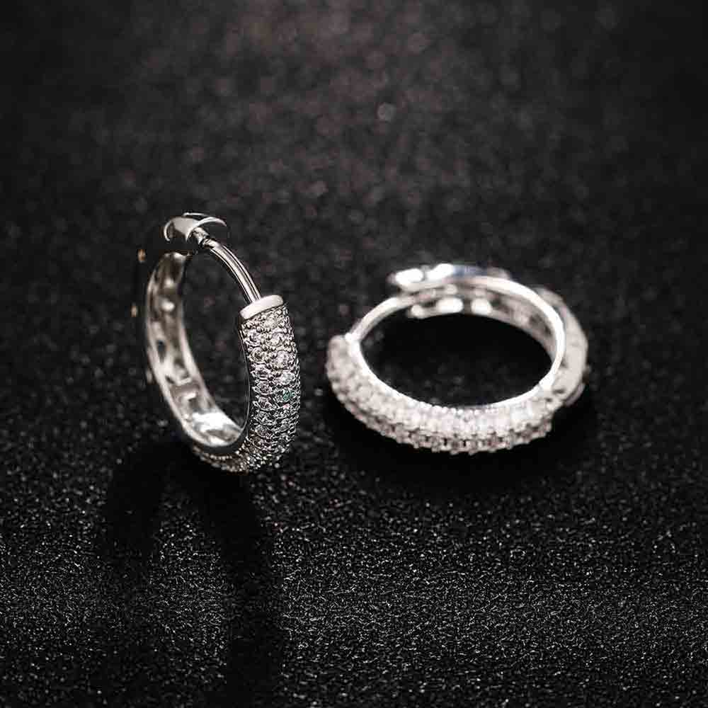 Серьги-кольца Huitan Classic Color, инкрустированные ослепительными фианитами, мужские/женские серьги Eternity, стиль вне времени, простые и универсальные украшения