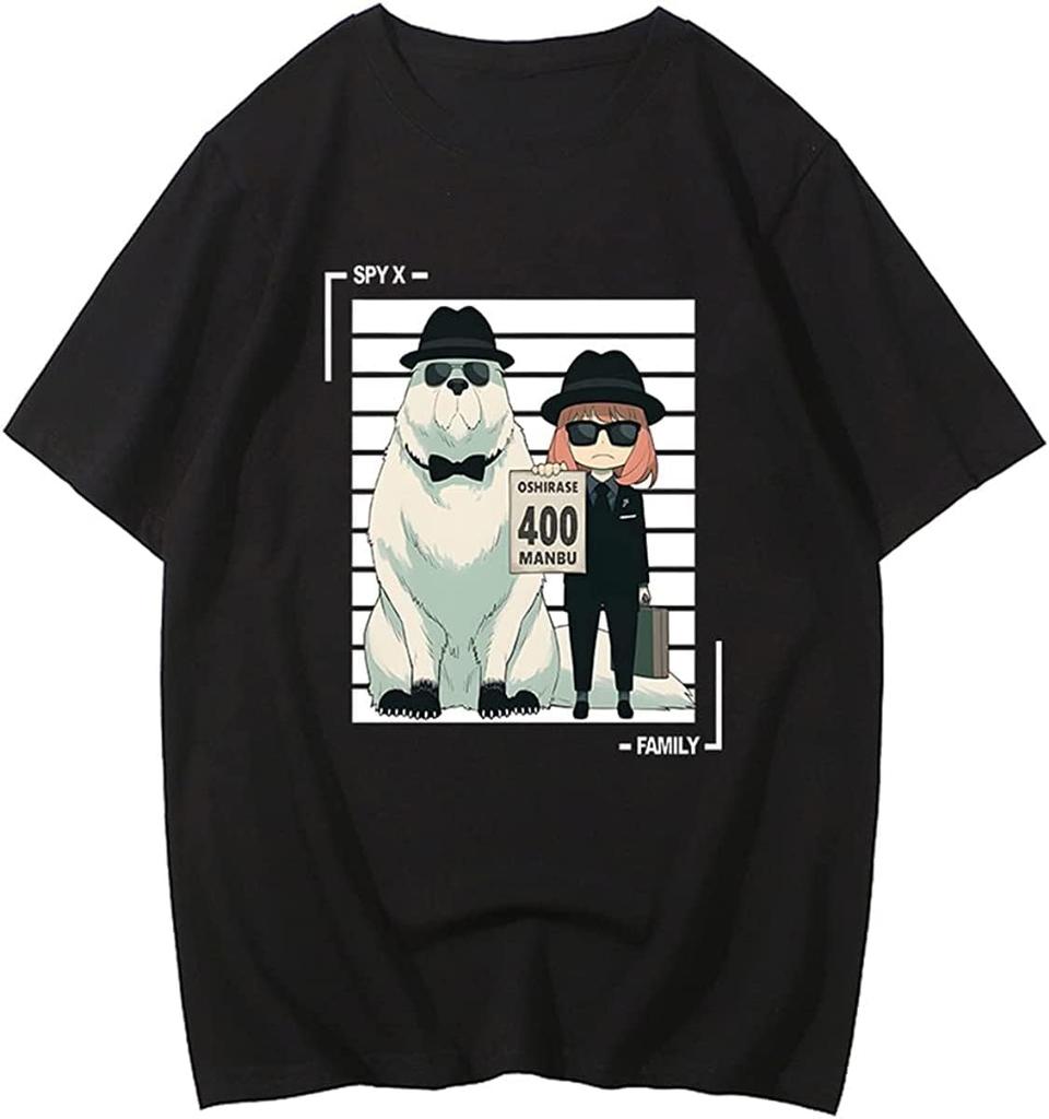 Anya Bond Forger Spy x Family Tshirt Fashion Casual Black T-Shirt Harajuku Graphic Tee-Shirt Short Sleeve 100% Cotton Streetwear Black
