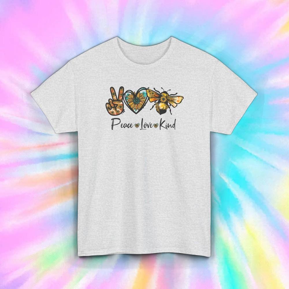 Футболка Peace Love Kind | Графическая футболка Bee Kind S-5XL