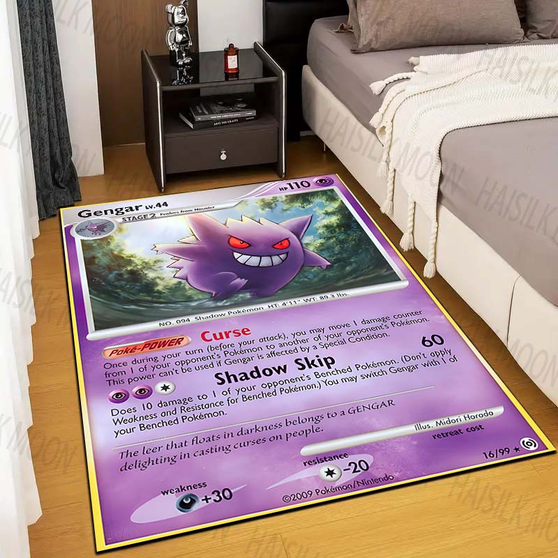 1 шт. Ковер с принтом карточек покемона Генга для гостиной, коврик для детской спальни, коврик для дивана, придверный коврик, напольный ковер, домашний декор, противоскользящий коврик