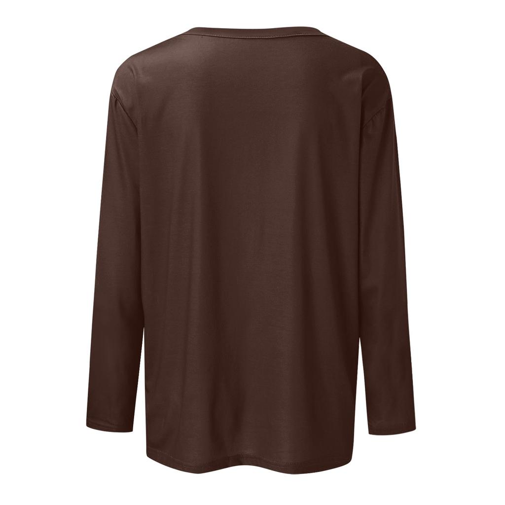 Женская модная повседневная блузка с длинным рукавом и круглым вырезом, пуловер