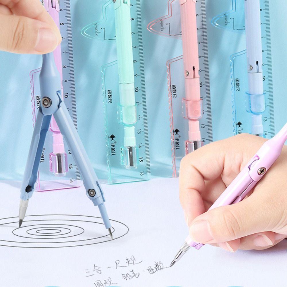 3-in-1 Compass Ruler Set Plastic Mechanical Pencil High Quality Drawing Tool  Students