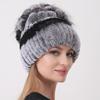 New Winter Real Rabbit Fur Beanies Hat Women 100% Genuine Real Rex Rabbit Hat Good Elastic Knitted Rex Rabbit Fur Caps