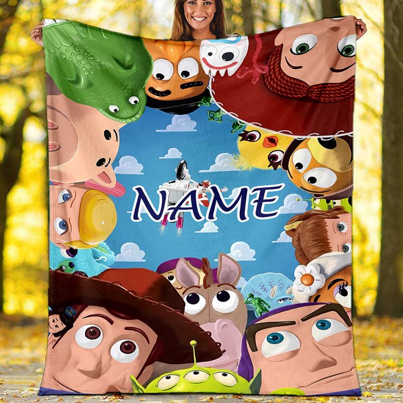 Customizable Toy Story Throw Blanket – Personalized Name, All-Season Cozy Snug Blanket, Machine Washable, Personalized Blanket