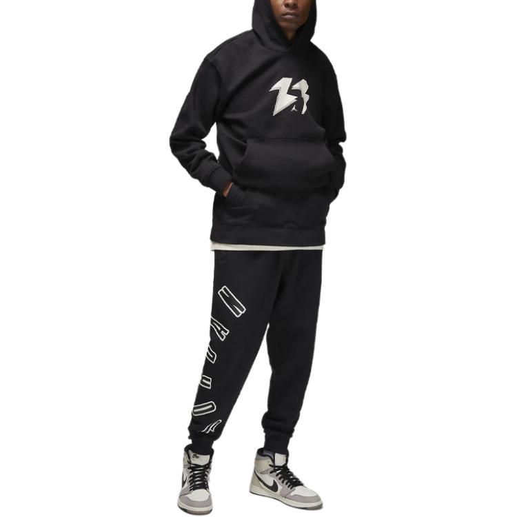 Jordan Flight MVP Logo Print Tapered Knit Joggers Men Bottoms Black FB7027-010