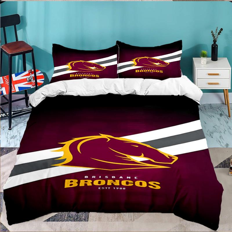 Brisbane Broncos 3PCS Bedding set,Ideal for 1pc Duvet Cover And 2pcs Pillowcases Perfect for Fan gift,Ideal for Bedroom, Dormitory