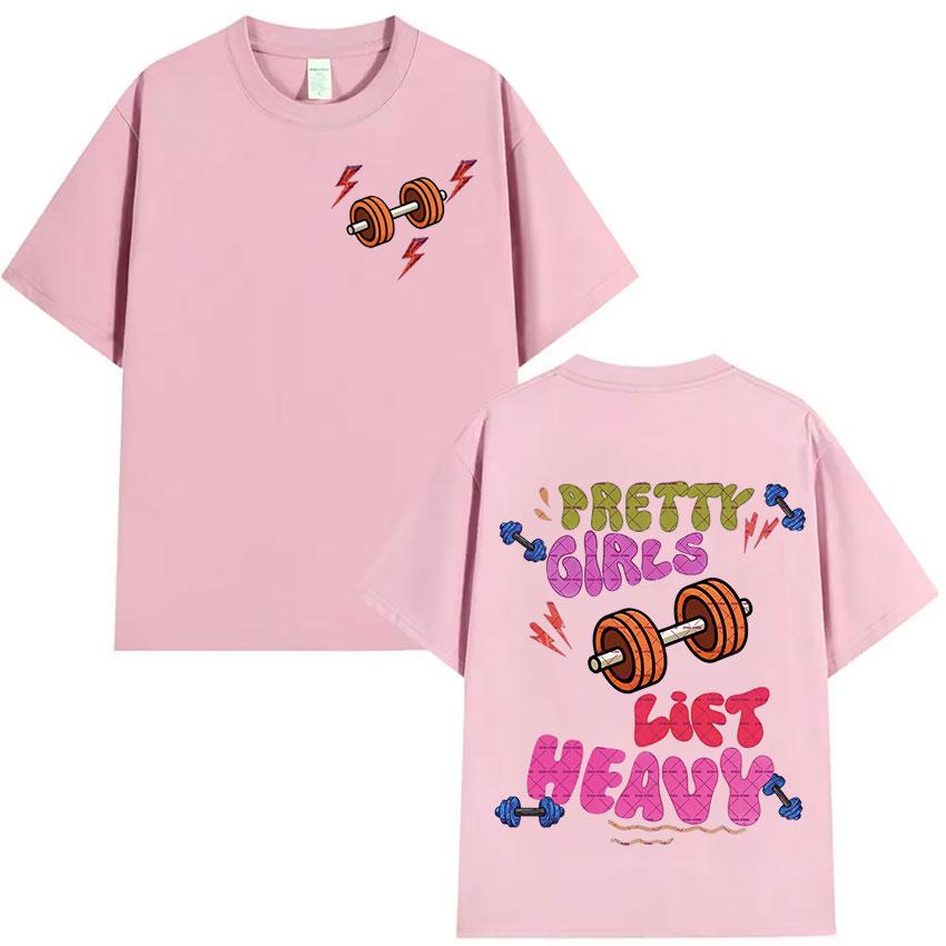 Забавная футболка для красивых девушек, поднимающих тяжести, фитнес, мужская и женская, ретро-эстетика, с коротким рукавом, повседневная футболка из чистого хлопка