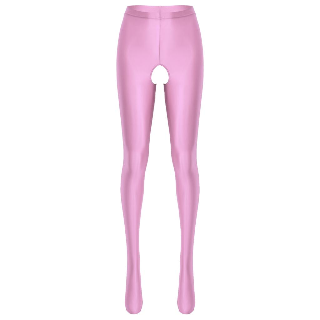 Женские глянцевые колготки с вырезом, эластичные леггинсы с высокой талией, прозрачное ночное белье