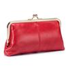 Women's Retro Long Genuine Leather Wallet Handbag - Large Capacity, Waxed Gold Clip Style