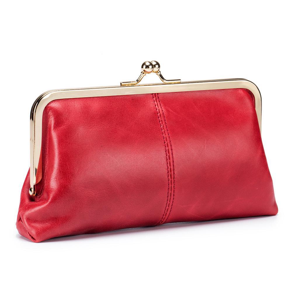 Women's Retro Long Genuine Leather Wallet Handbag - Large Capacity, Waxed Gold Clip Style