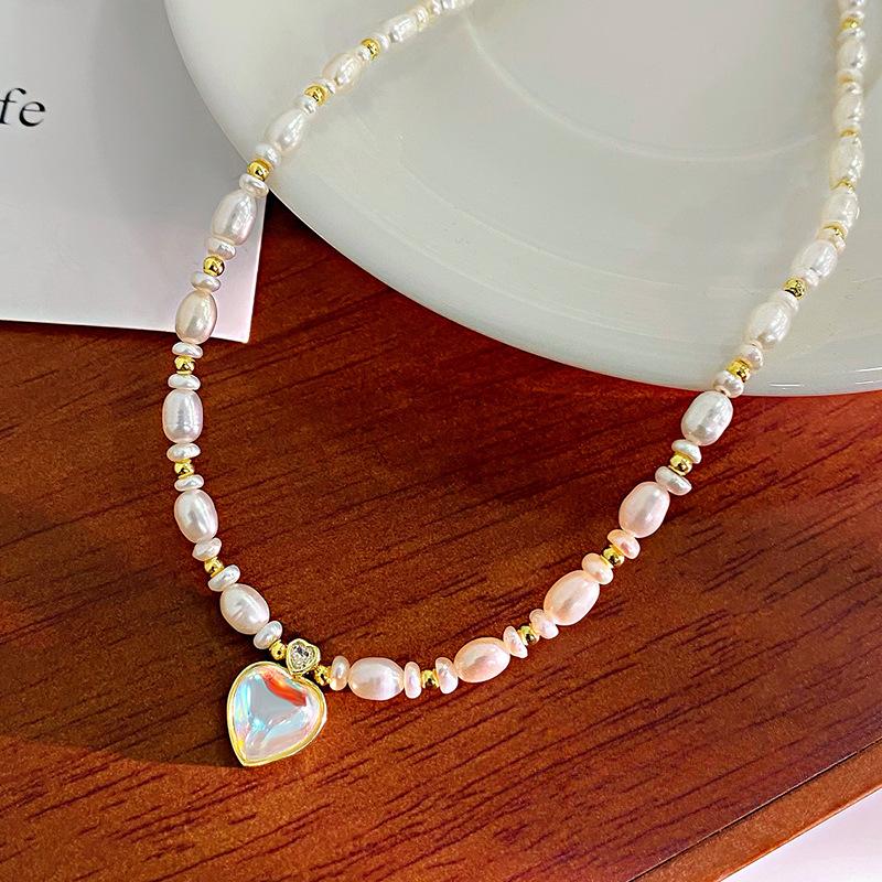 Фэнтезийное жемчужное ожерелье в форме сердца для женщин, французская романтическая высококачественная цепочка-воротник в стиле принцессы