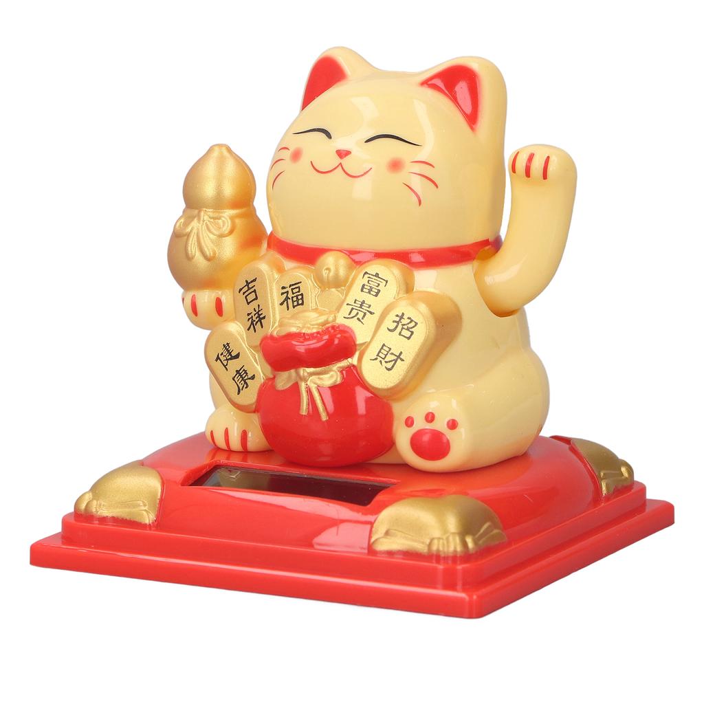 Счастливый машущий кот на солнечной энергии, украшения для кошек, декоративные, приветствующие богатство, кот для рабочего стола в офисе