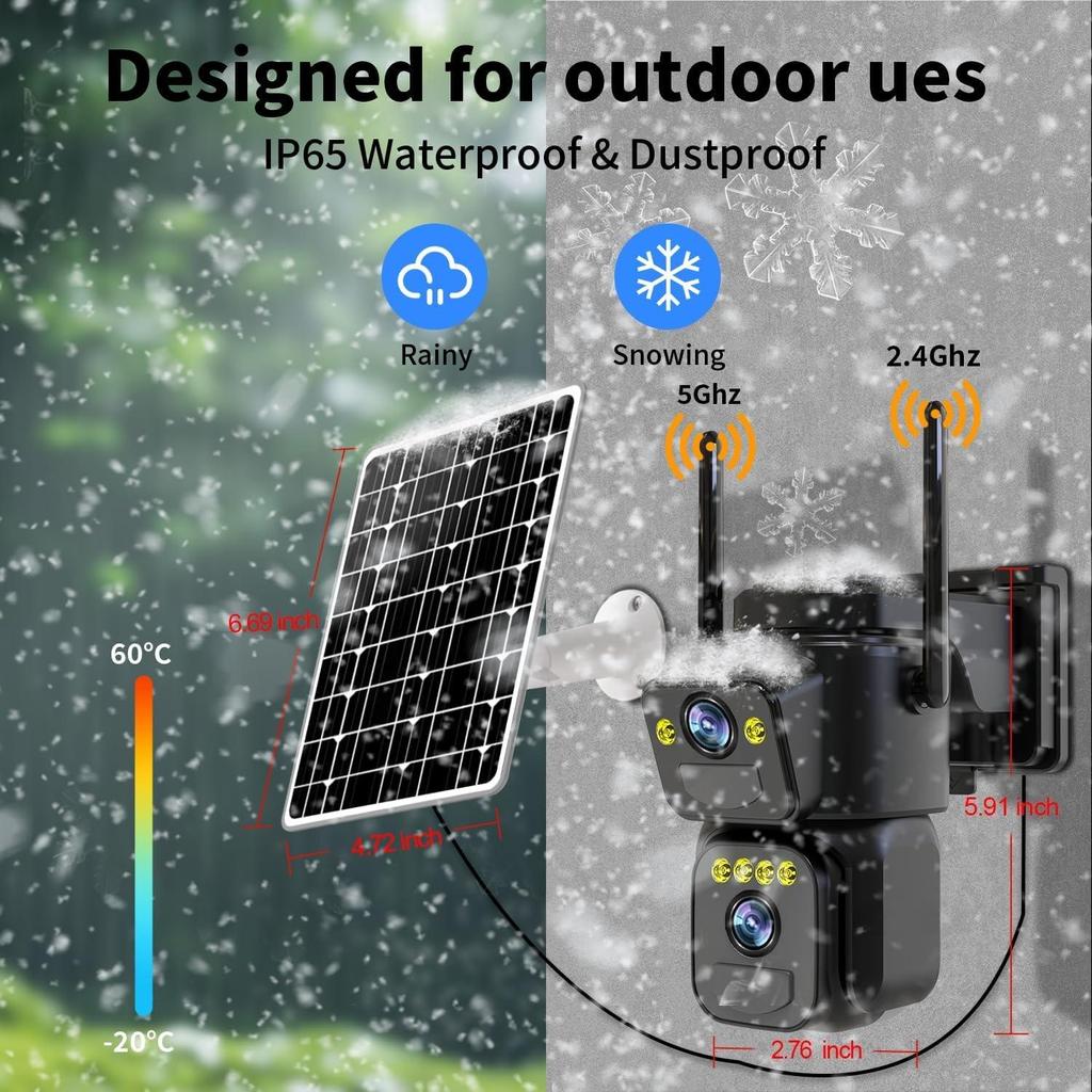 OKAM PRO Security Solar Camera Dual Lens HD 10MP 4G SIM Camera PIR Motion Detection Two-way Intercom Night Vision Outdoor Camera